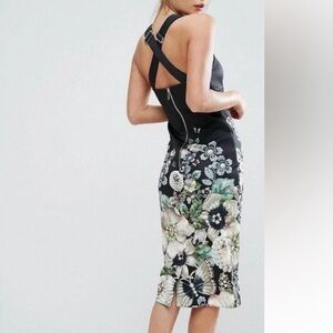 Ted Baker Black Floral Midi Dress